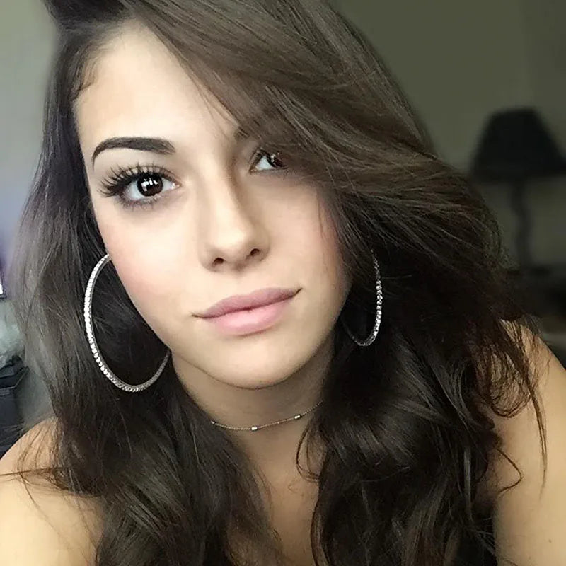Crystal Rhinestone Big Hoop Earrings | 30–80mm Circle Hoops in Gold, Silver, Black & Rose Gold