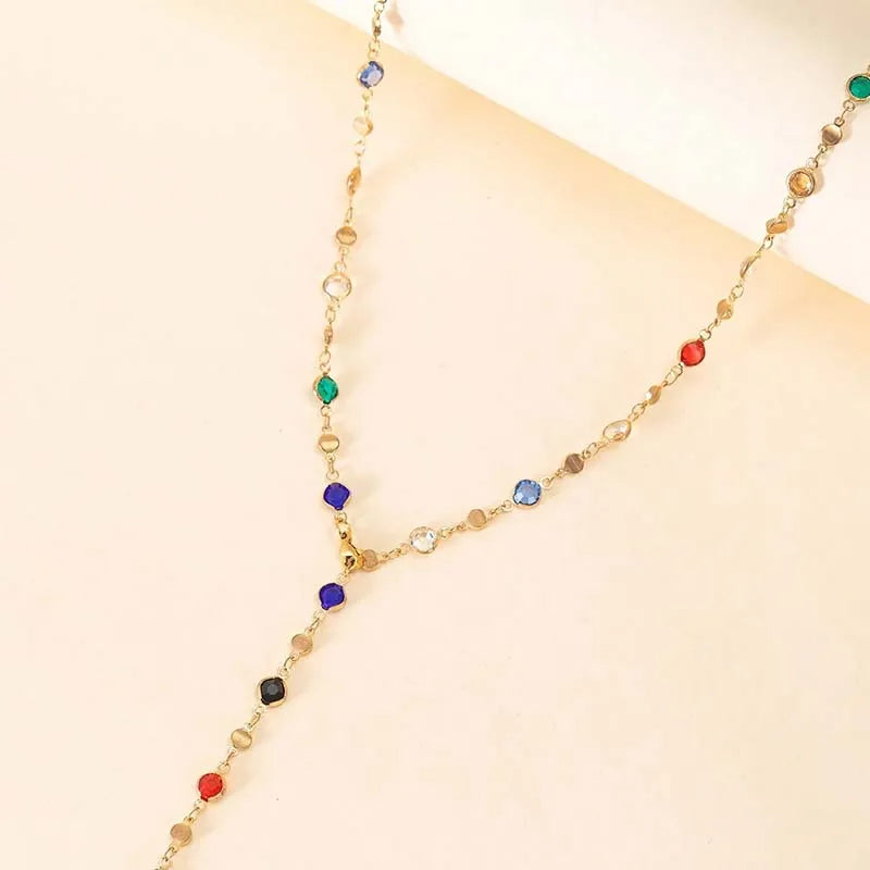 Colorful Long Tassel Rhinestone Choker Necklace | Boho Crystal Zircon Statement Necklace for Women