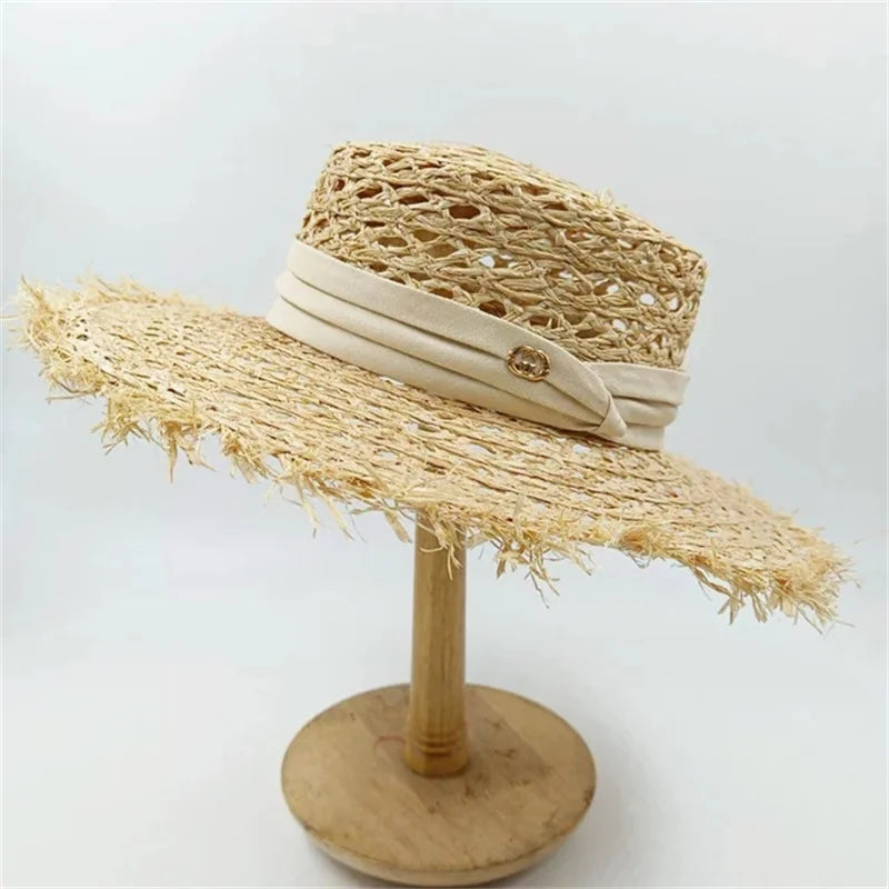 Flat Top French Straw Sun Hat