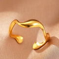 Zircon Geometric Ring Collection | 18K Gold-Plated Adjustable Stainless Steel Rings for Women