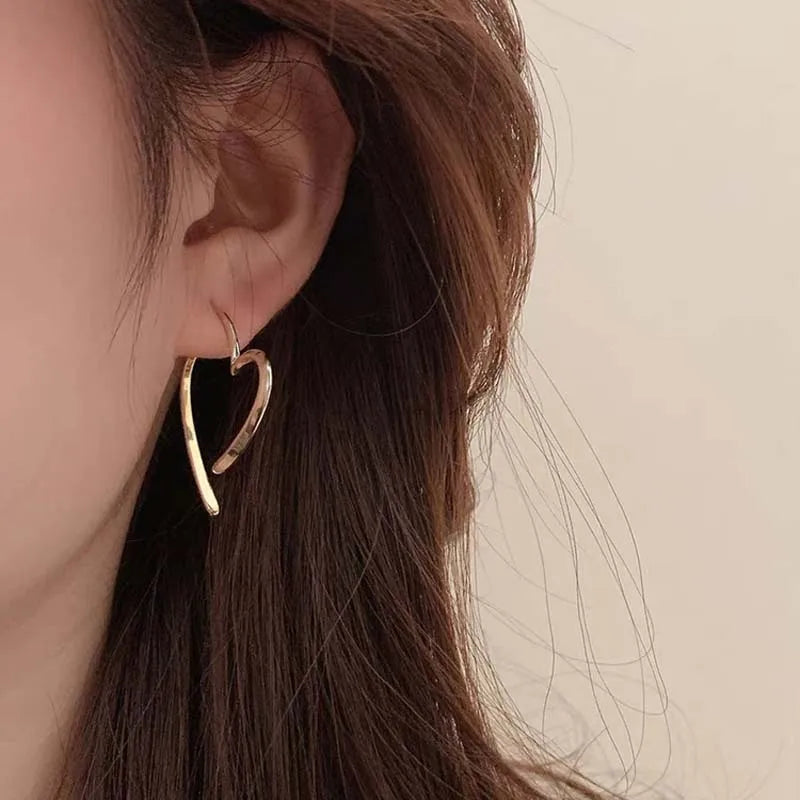 Punk Gothic Hollow Heart Hoop Earrings | Metal Cross Drop Earrings for Women