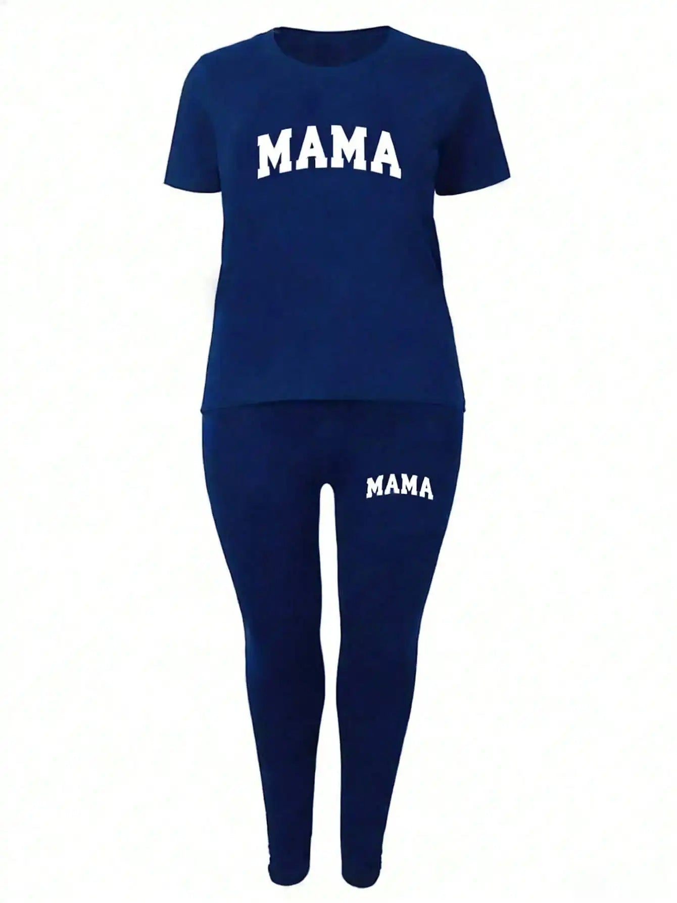 Letter Print T-Shirt & Pants Two-Piece Set