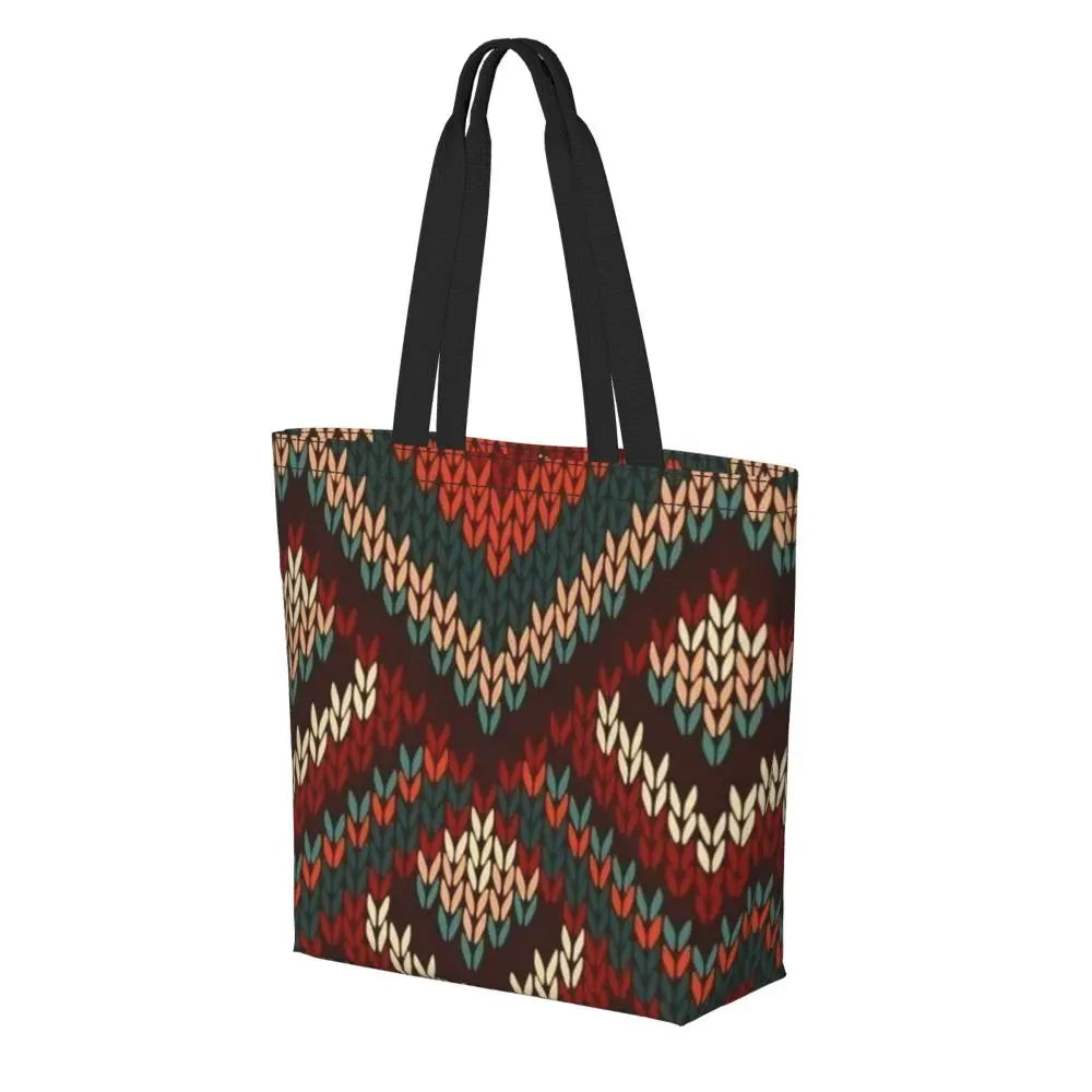 African Ankara Print Canvas Tote Bag | Washable Bohemian Shoulder Shopper