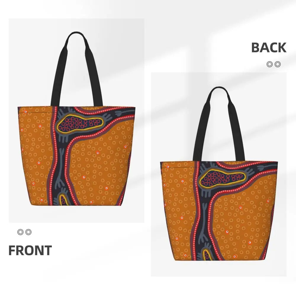 African Ankara Print Canvas Tote Bag | Washable Bohemian Shoulder Shopper
