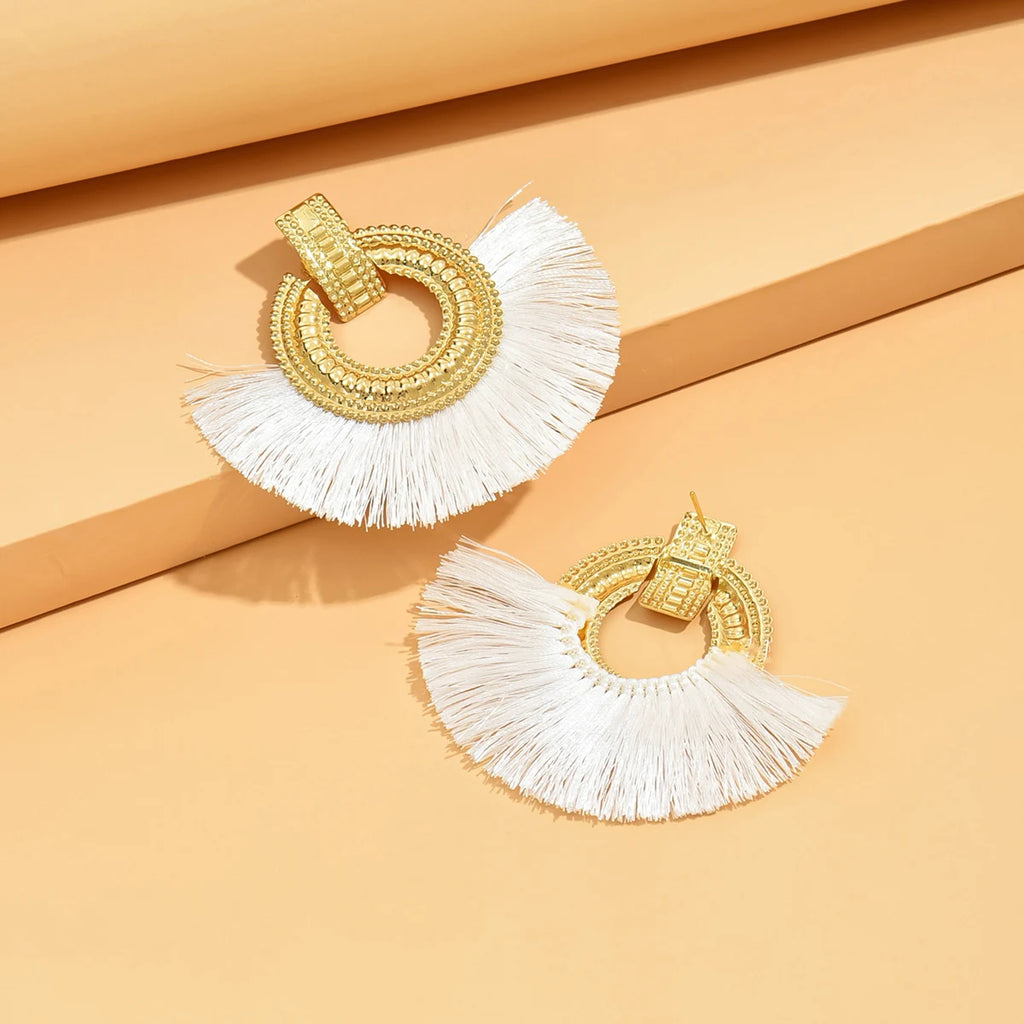 Boho Geometric Fan Stud Earrings | Bold Statement Earrings for Women