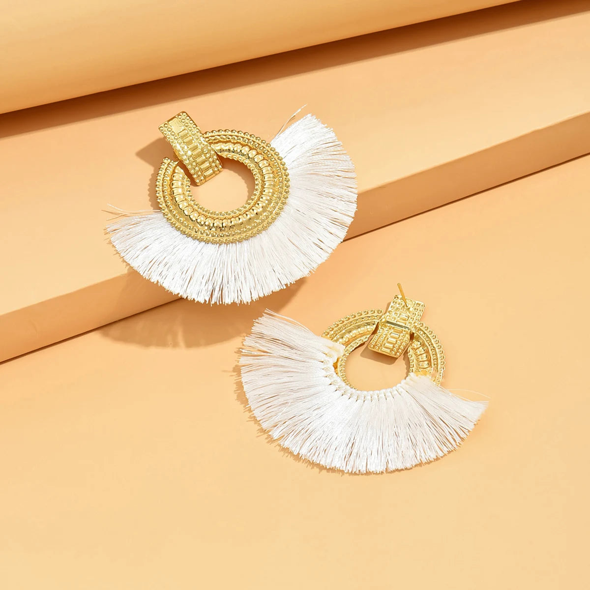Boho Geometric Fan Stud Earrings | Bold Statement Earrings for Women