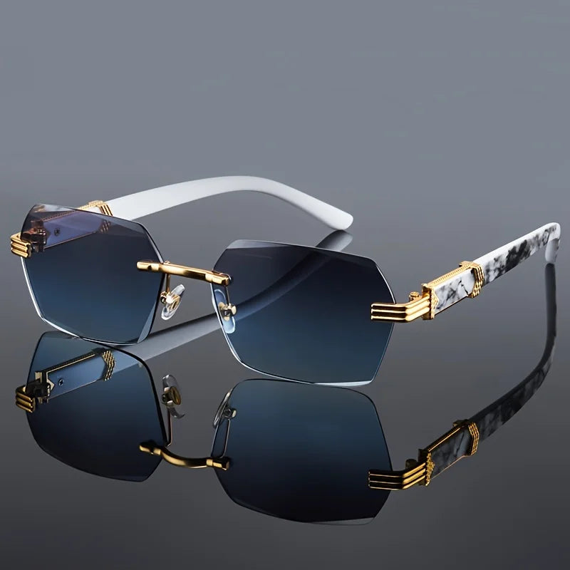 Rimless Square Sunglasses | UV400 Frameless Shades for Women & Men