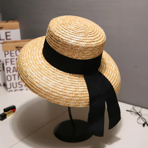 Bow Ribbon Big Brim Straw Sun Hat