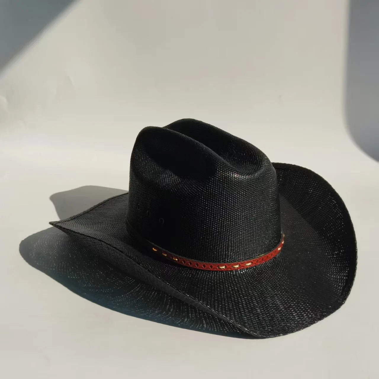 Western Straw Cowboy Hat with Turquoise Bolo Tie