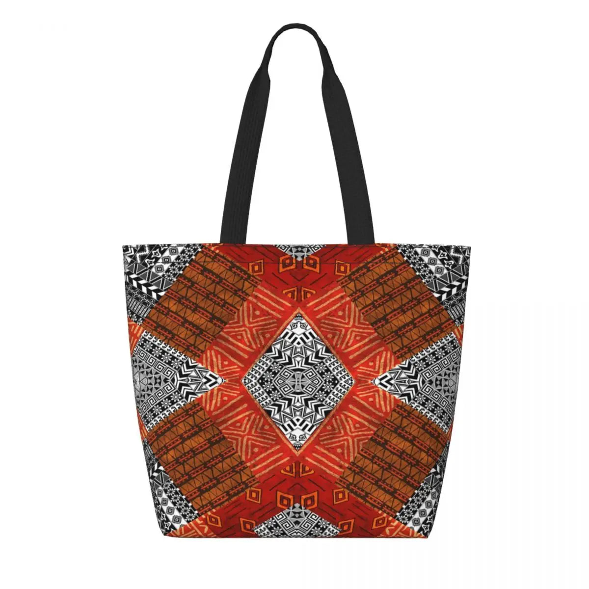 African Ankara Print Canvas Tote Bag | Washable Bohemian Shoulder Shopper