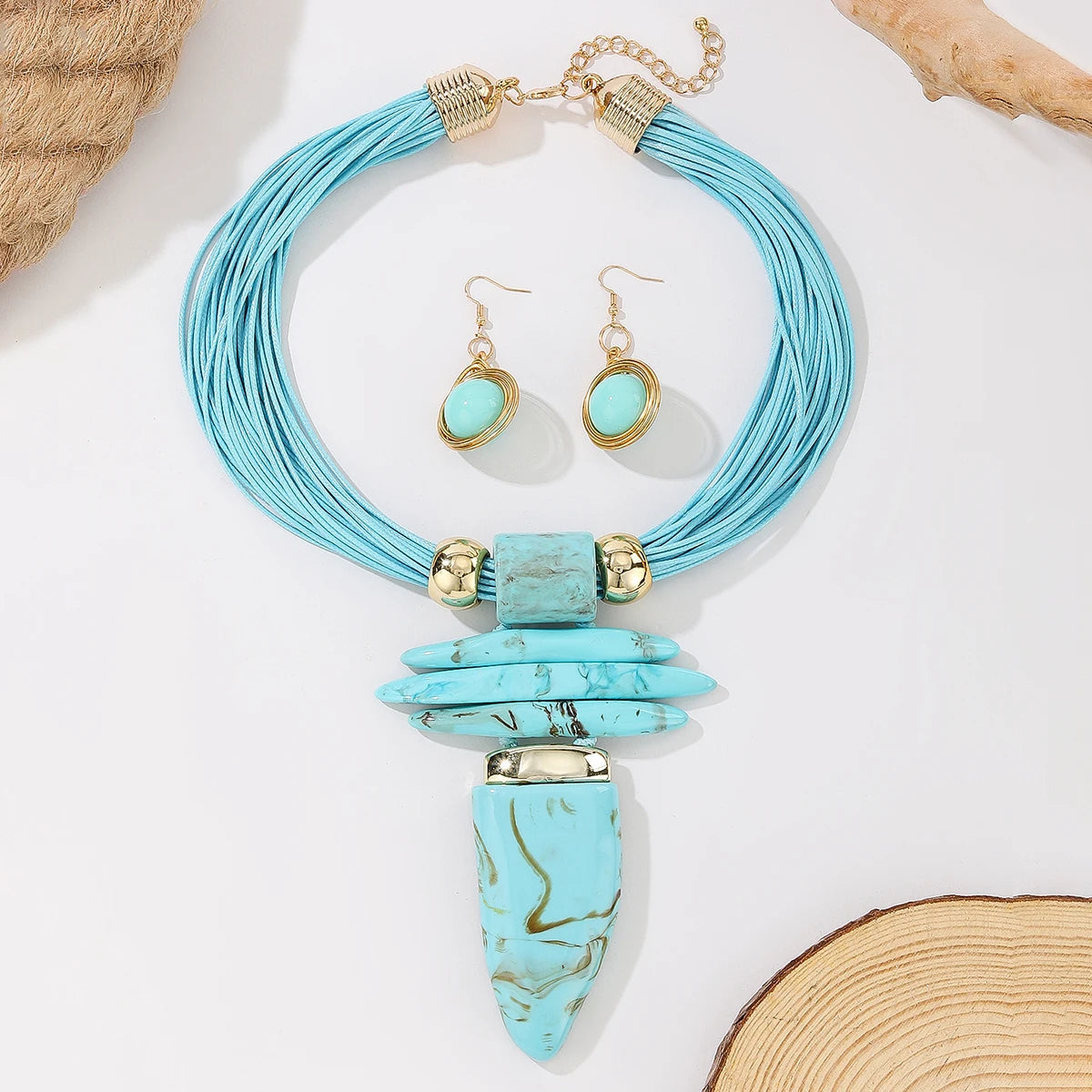 Western Turquoise Jewelry Set | Statement Necklace & Earrings