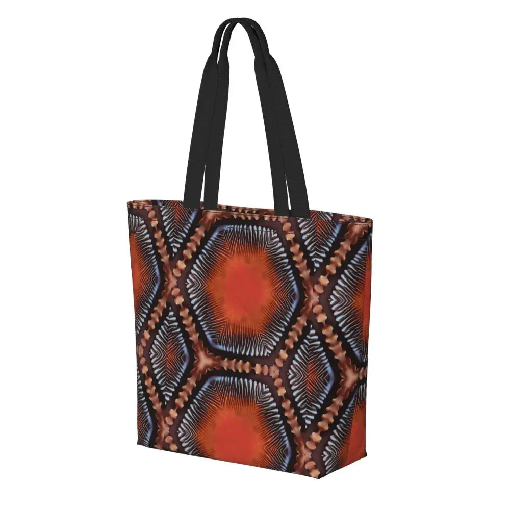 African Ankara Print Canvas Tote Bag | Washable Bohemian Shoulder Shopper