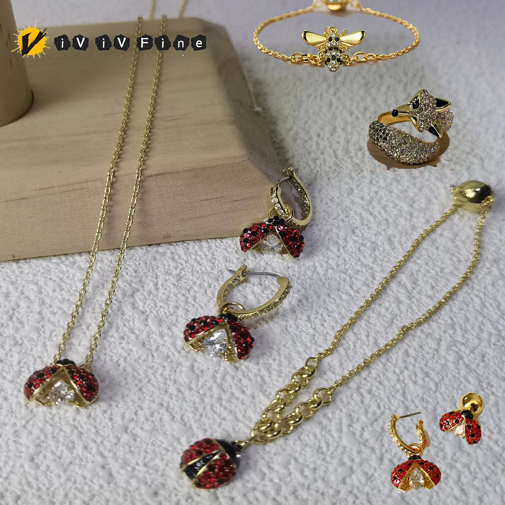 Insect Series Jewelry Set | Necklace, Earrings, Bracelet & Ring for Women