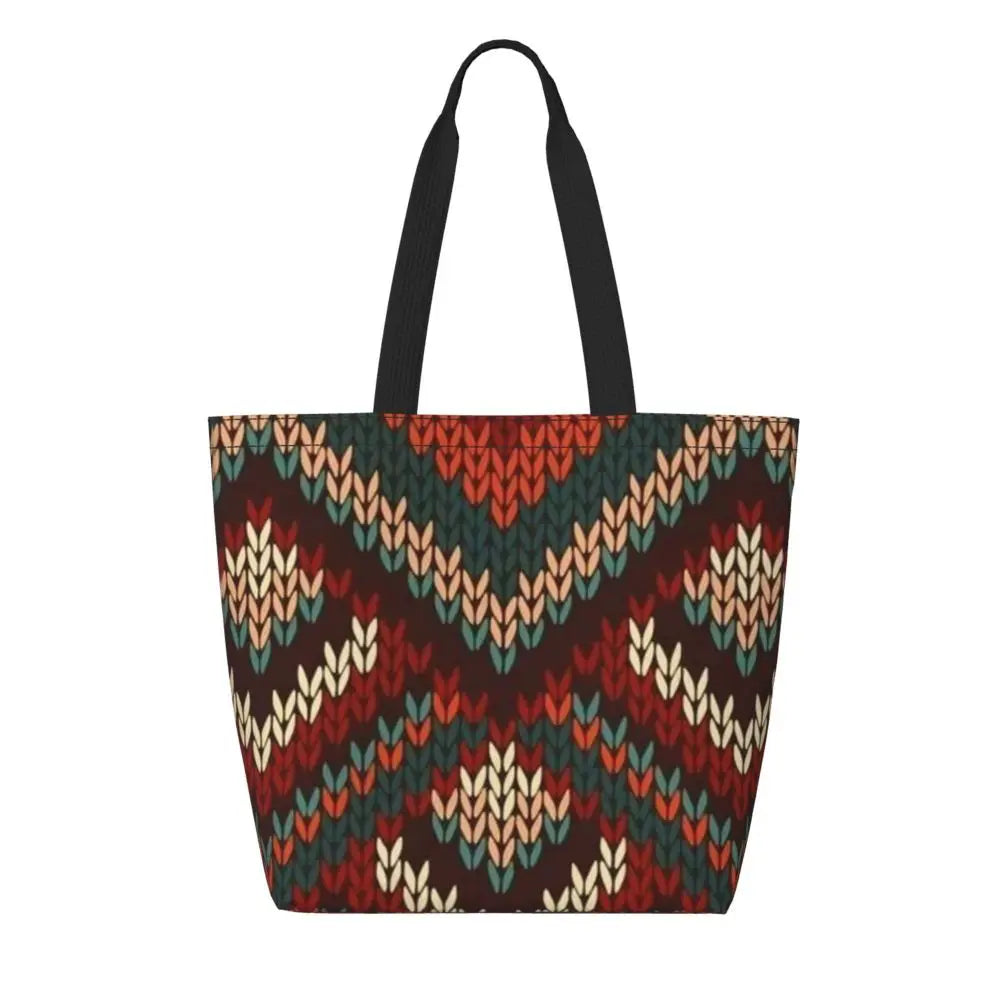 African Ankara Print Canvas Tote Bag | Washable Bohemian Shoulder Shopper