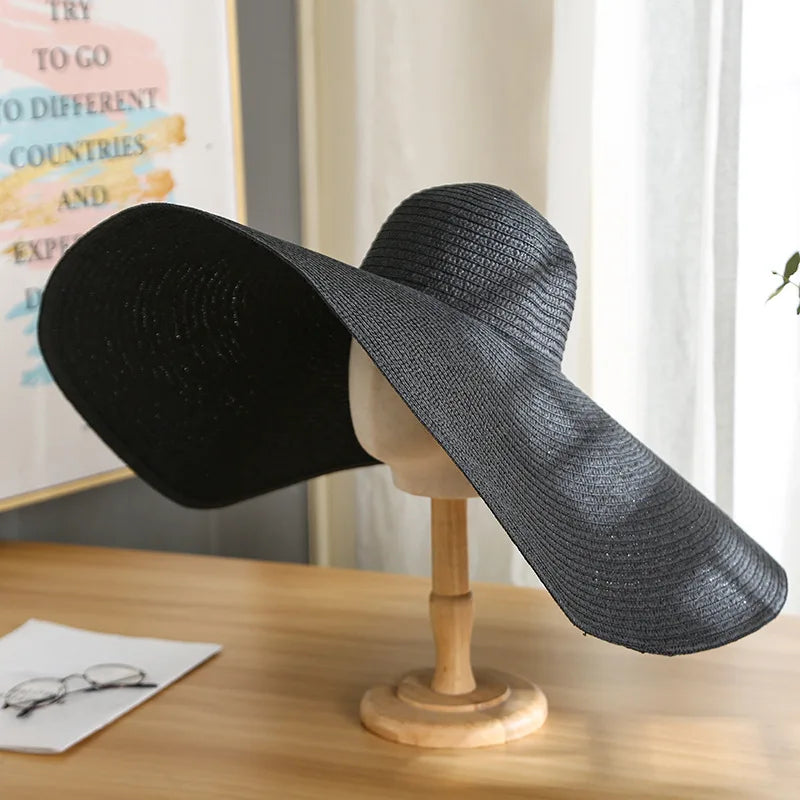 Oversized Wide Brim Foldable Straw Sun Hat
