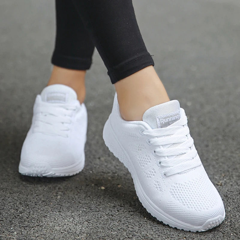 Women's Mesh Lace-Up Sneakers | Lightweight Casual Sports Shoes