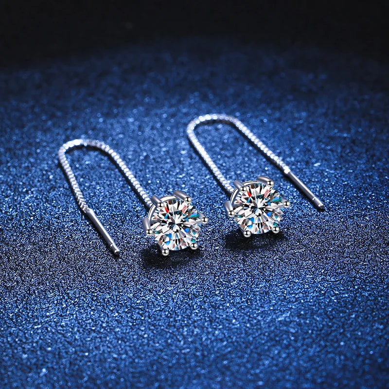 Hexagon Cut Moissanite Drop Earrings | Luxury Dangle Jewelry for Women