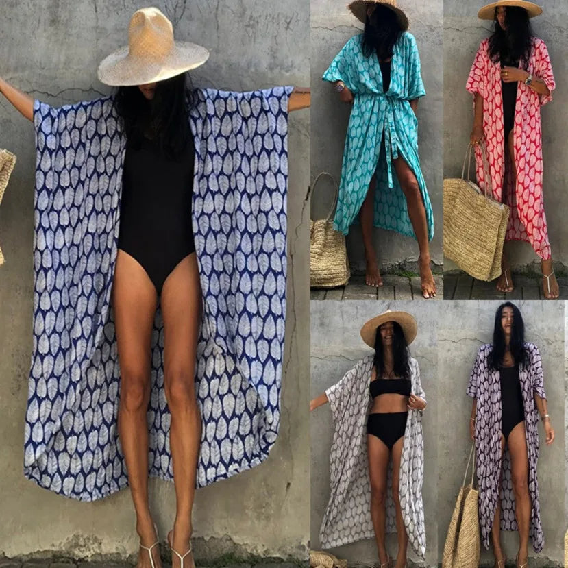Kimono Beach Cover-Up | Boho Open Front Swimsuit Cover Up for Women