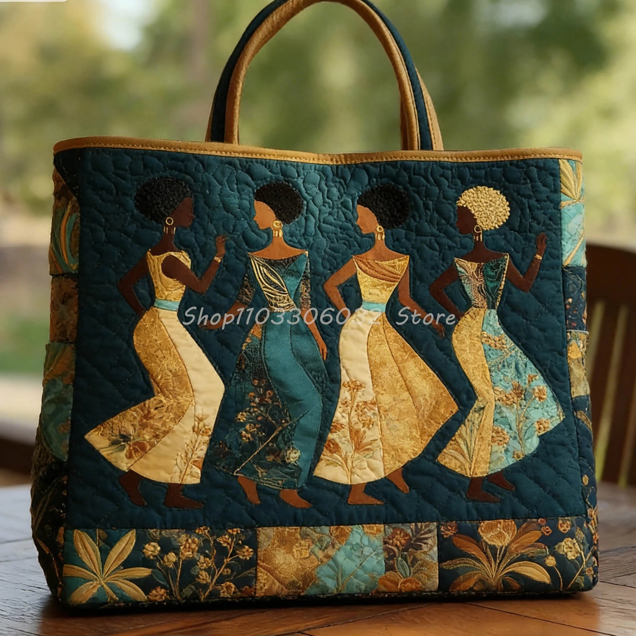 African American Vintage Quilted Tote | Outdoor Weekender Travel Bag