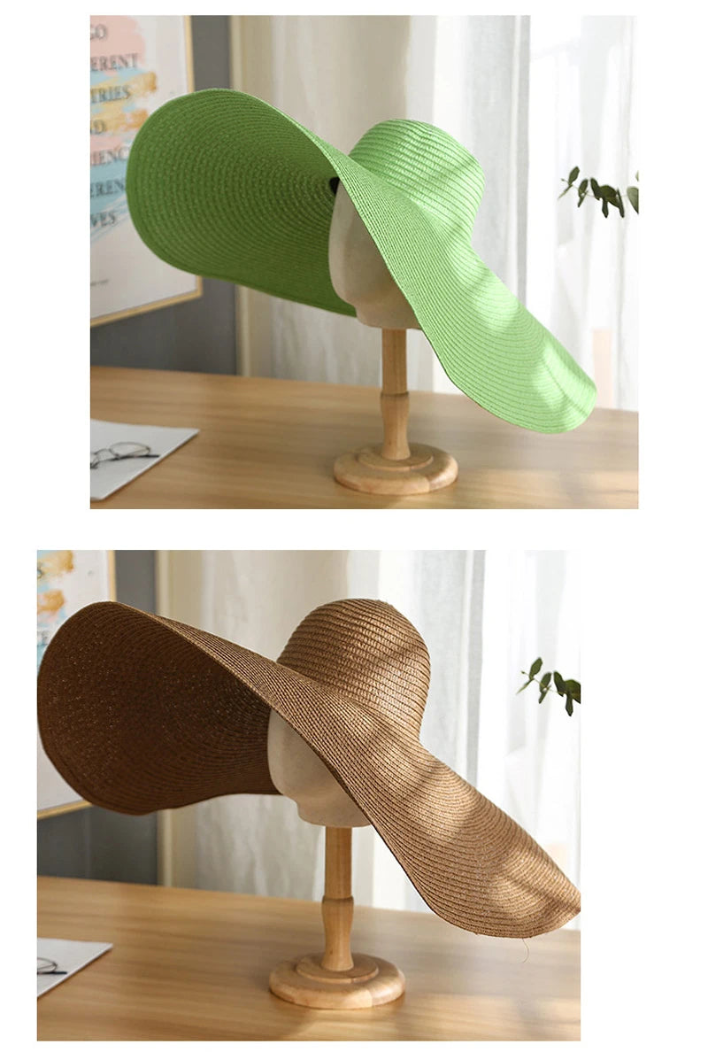 Oversized Wide Brim Foldable Straw Sun Hat