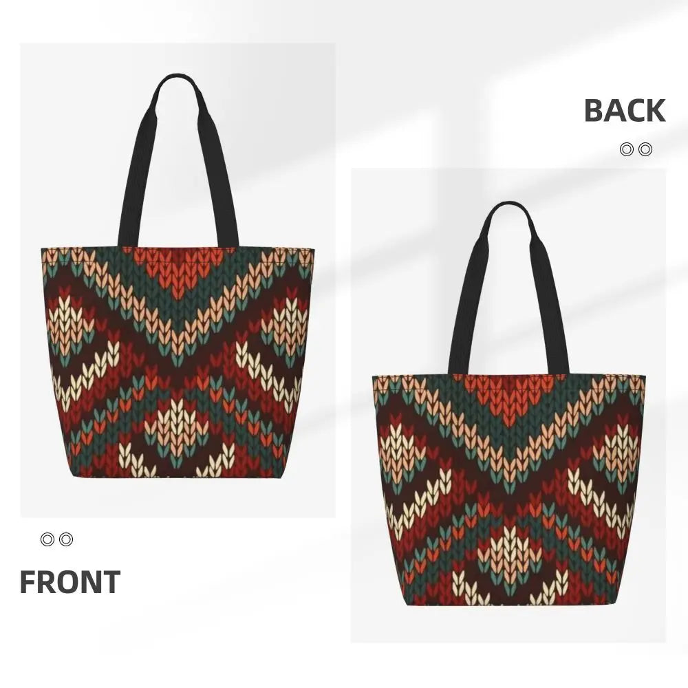 African Ankara Print Canvas Tote Bag | Washable Bohemian Shoulder Shopper