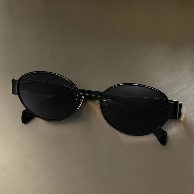 Trendy Oval Sunglasses | Metal Frame UV400 Shades for Women
