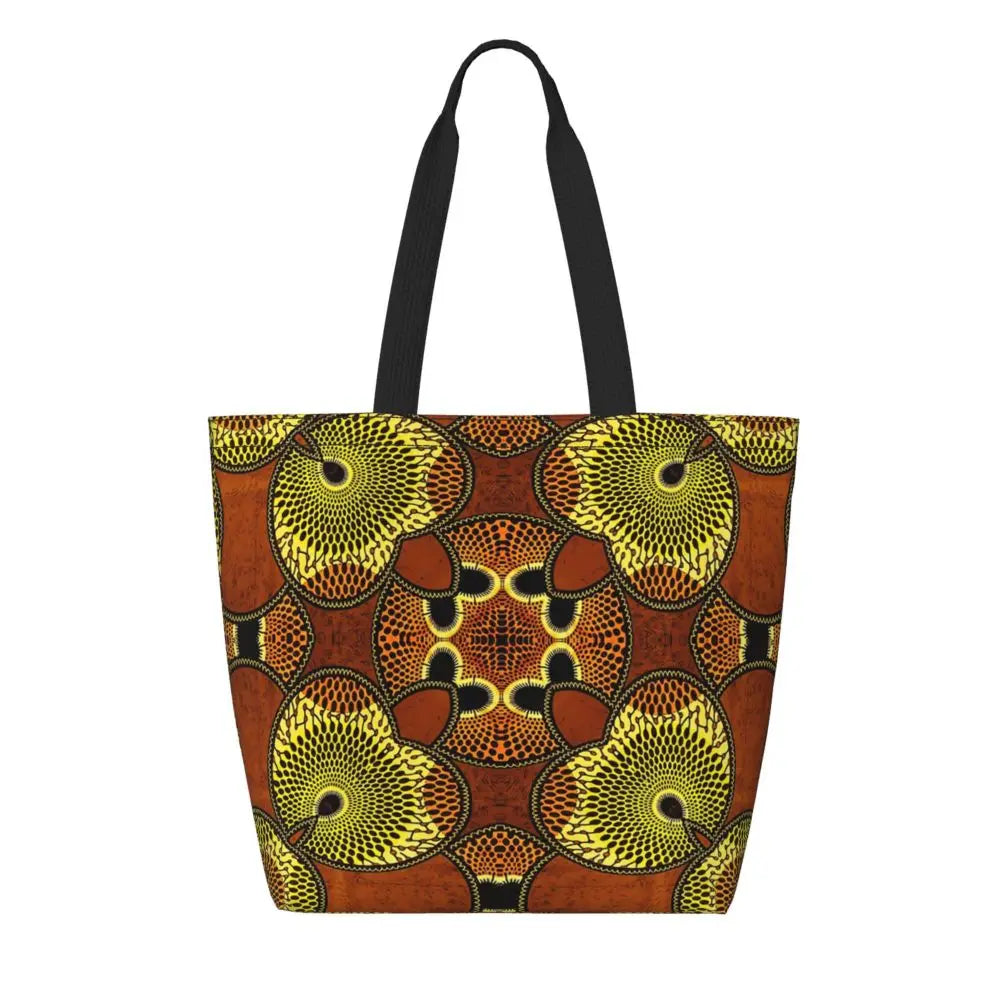African Ankara Print Canvas Tote Bag | Washable Bohemian Shoulder Shopper