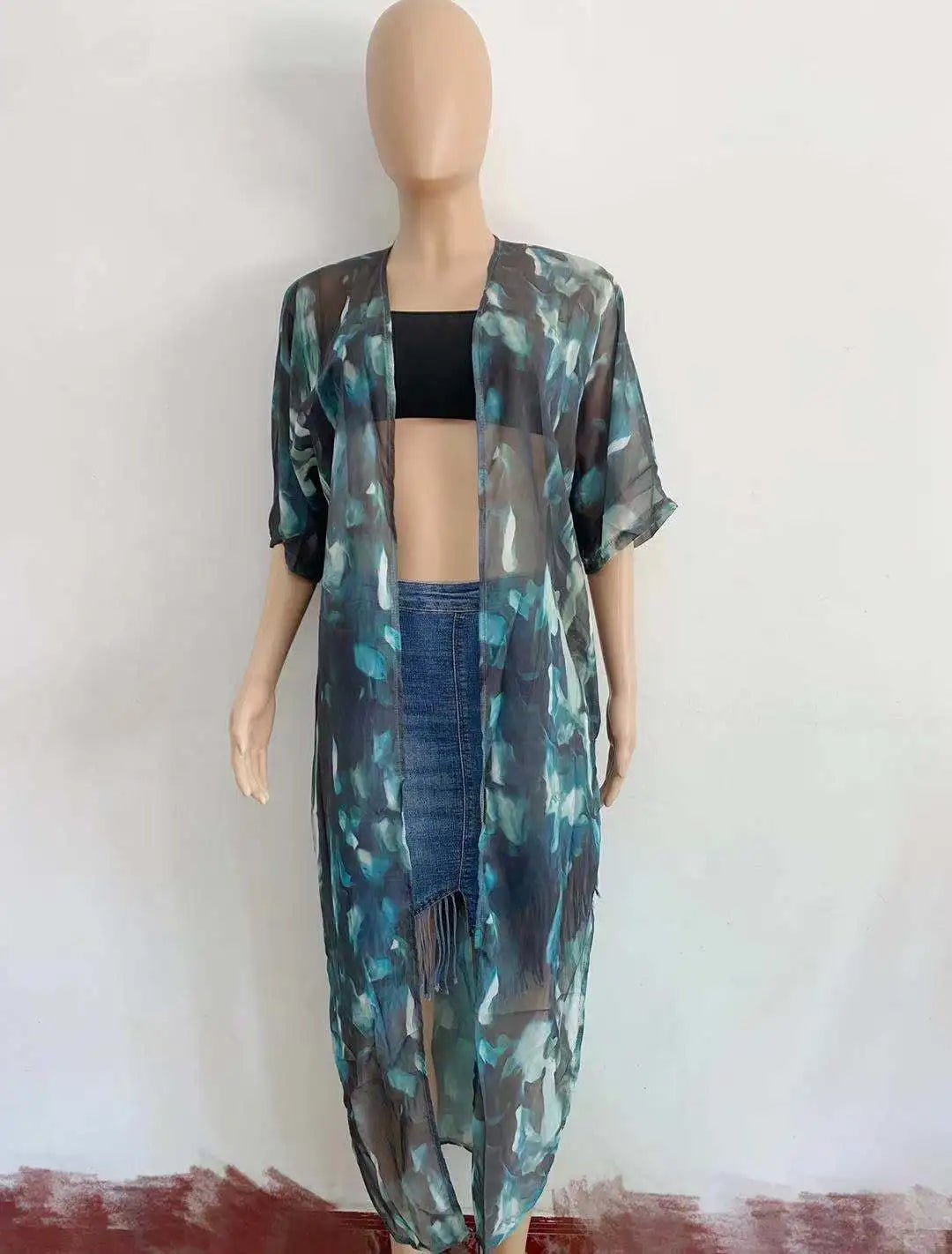 Tie Dye Open Front Beach Cover-Up Dress | Flowy Maxi Swimsuit Cover Up for Women