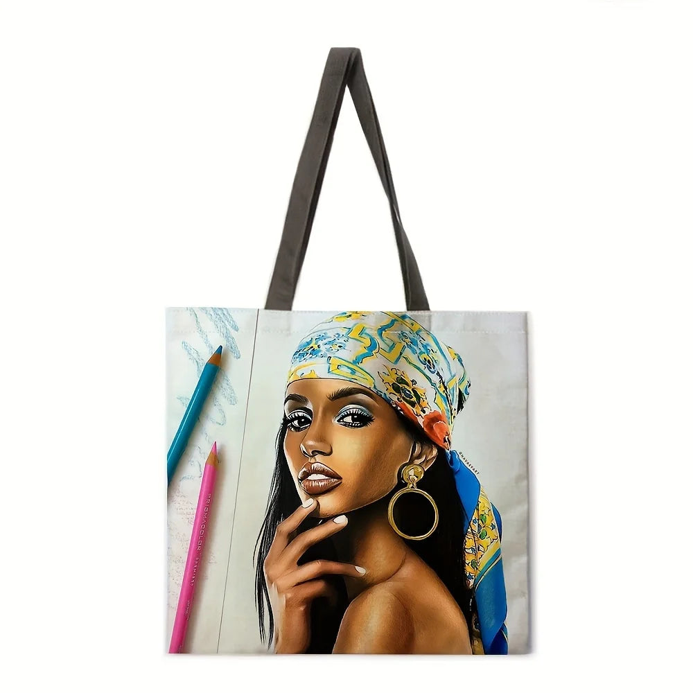 African Women Printed Shoulder Bag | Beach Bag & Grocery Handbag