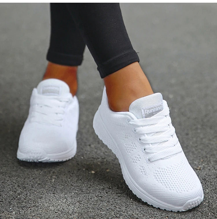 Women's Mesh Lace-Up Sneakers | Lightweight Casual Sports Shoes