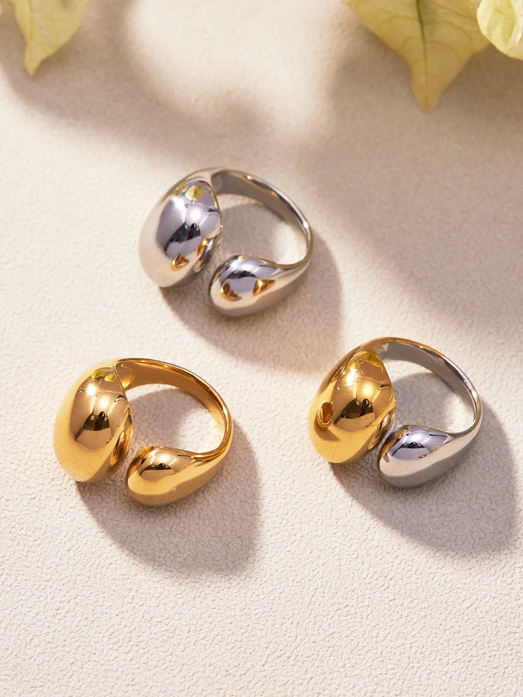 18K Gold Plated Stainless Steel Ring | Enamel Chunky Open Ring