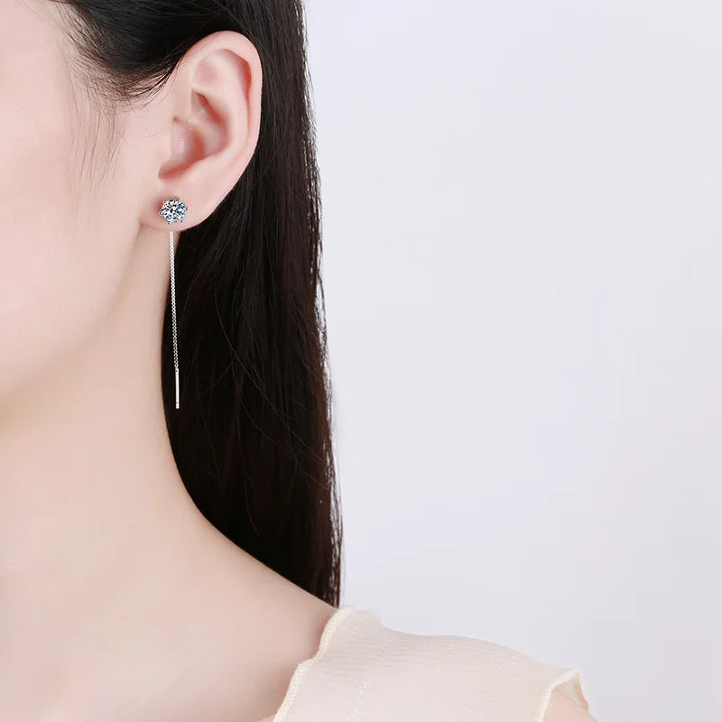 Hexagon Cut Moissanite Drop Earrings | Luxury Dangle Jewelry for Women