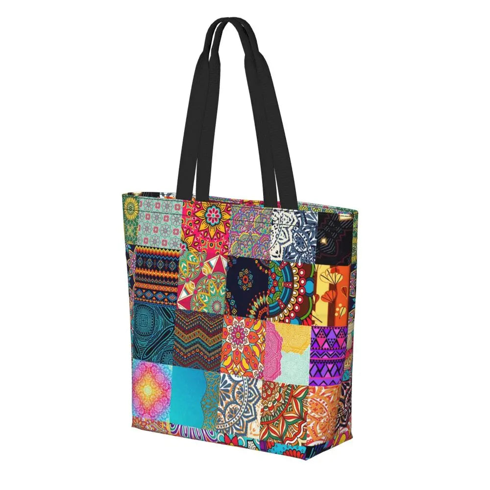 African Ankara Print Canvas Tote Bag | Washable Bohemian Shoulder Shopper