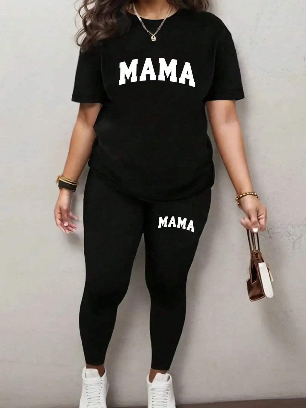 Letter Print T-Shirt & Pants Two-Piece Set