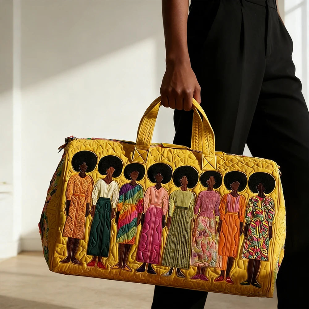 African American Women's Quilted Duffle Bag | Weekender Travel Tote