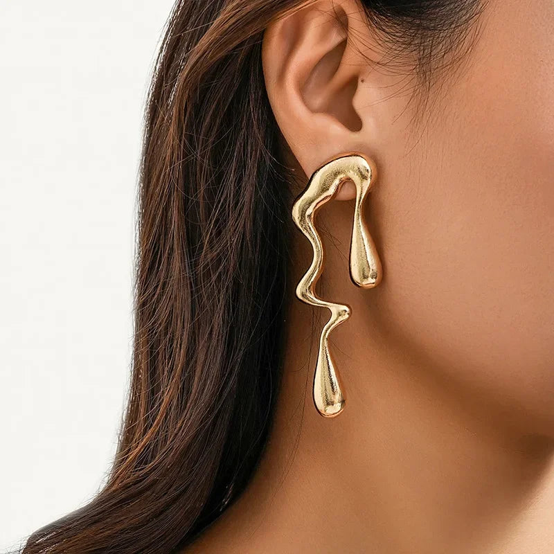 Metallic Irregular Punk Drop Earrings | Exaggerated Geometric Earrings for Women