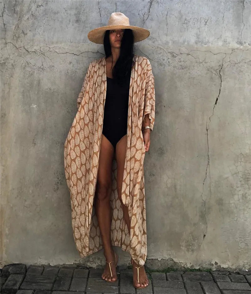 Kimono Beach Cover-Up | Boho Open Front Swimsuit Cover Up for Women