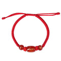 Red braided string bracelet with adjustable knot and zodiac horse bead charm