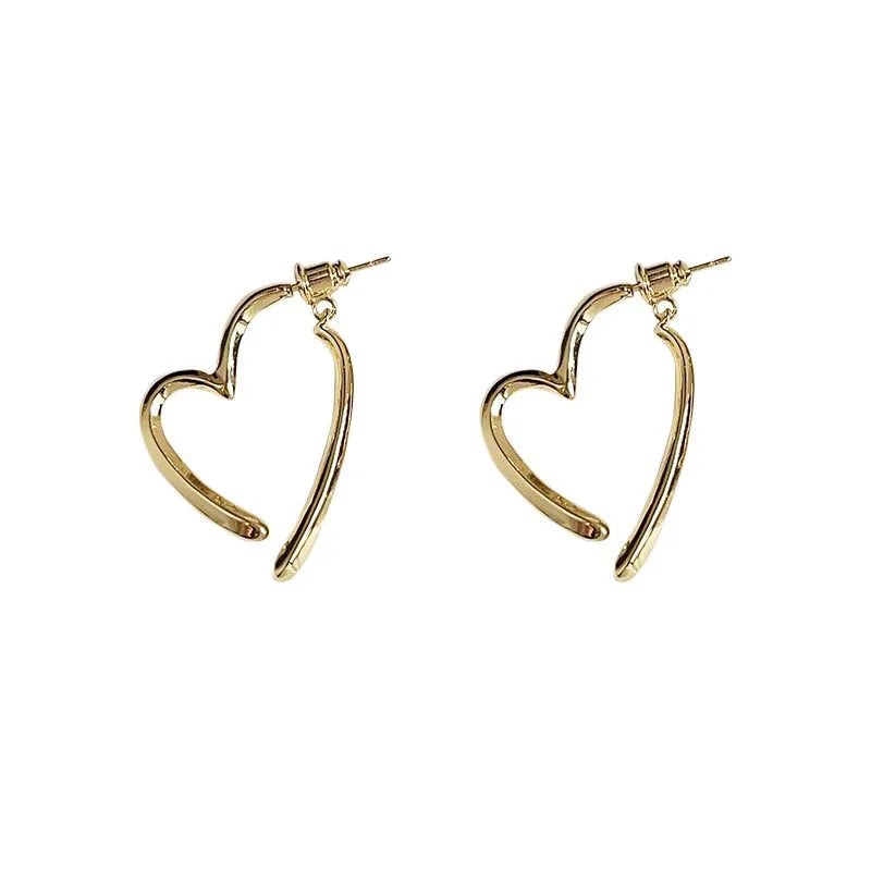 Punk Gothic Hollow Heart Hoop Earrings | Metal Cross Drop Earrings for Women