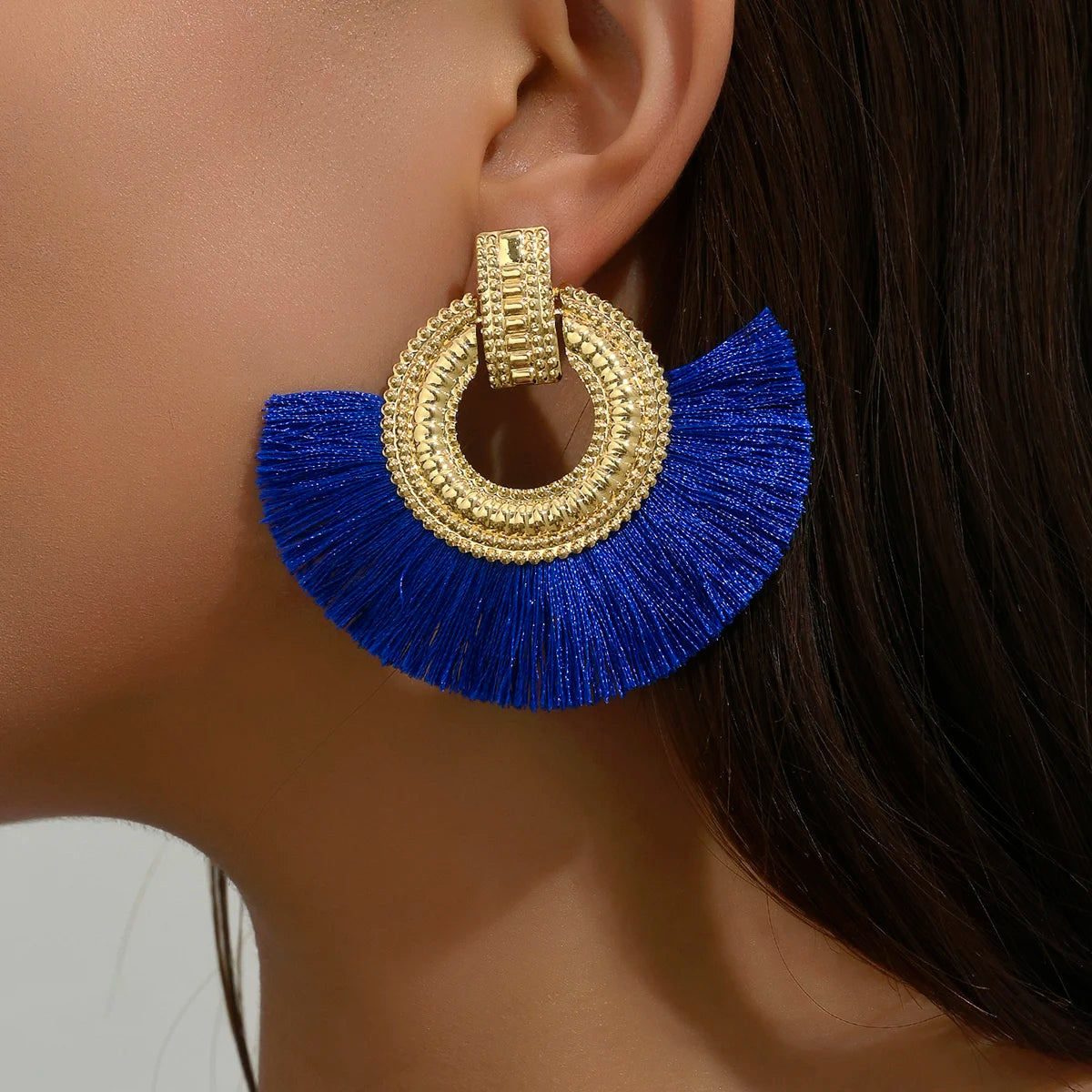 Boho Geometric Fan Stud Earrings | Bold Statement Earrings for Women