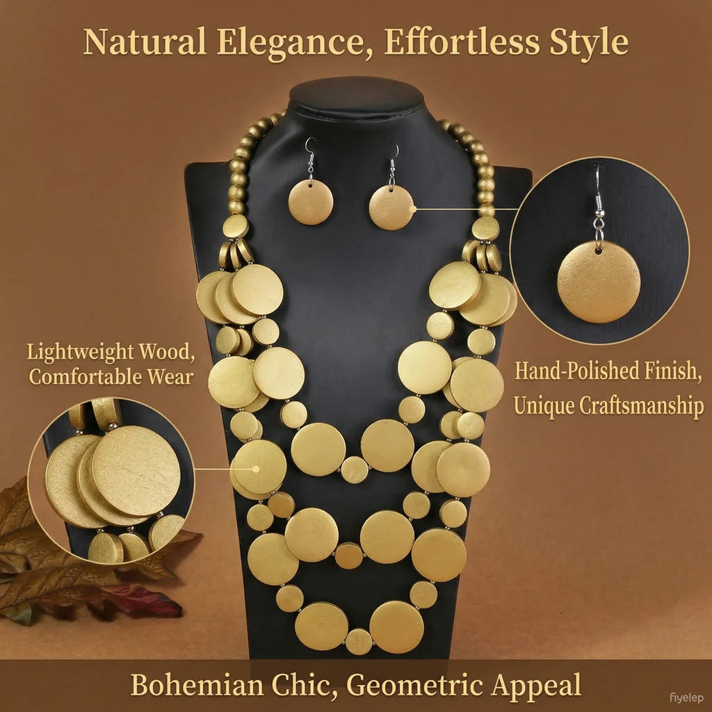 Bohemian Beaded Jewelry Set | Multilayer Necklace & Earrings