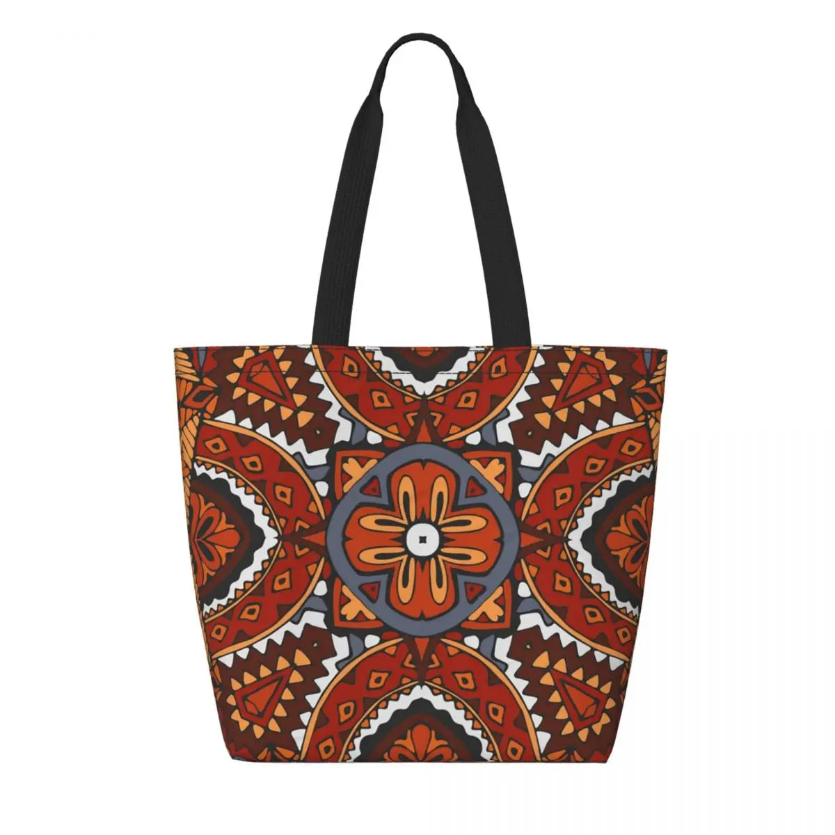 African Ankara Print Canvas Tote Bag | Washable Bohemian Shoulder Shopper