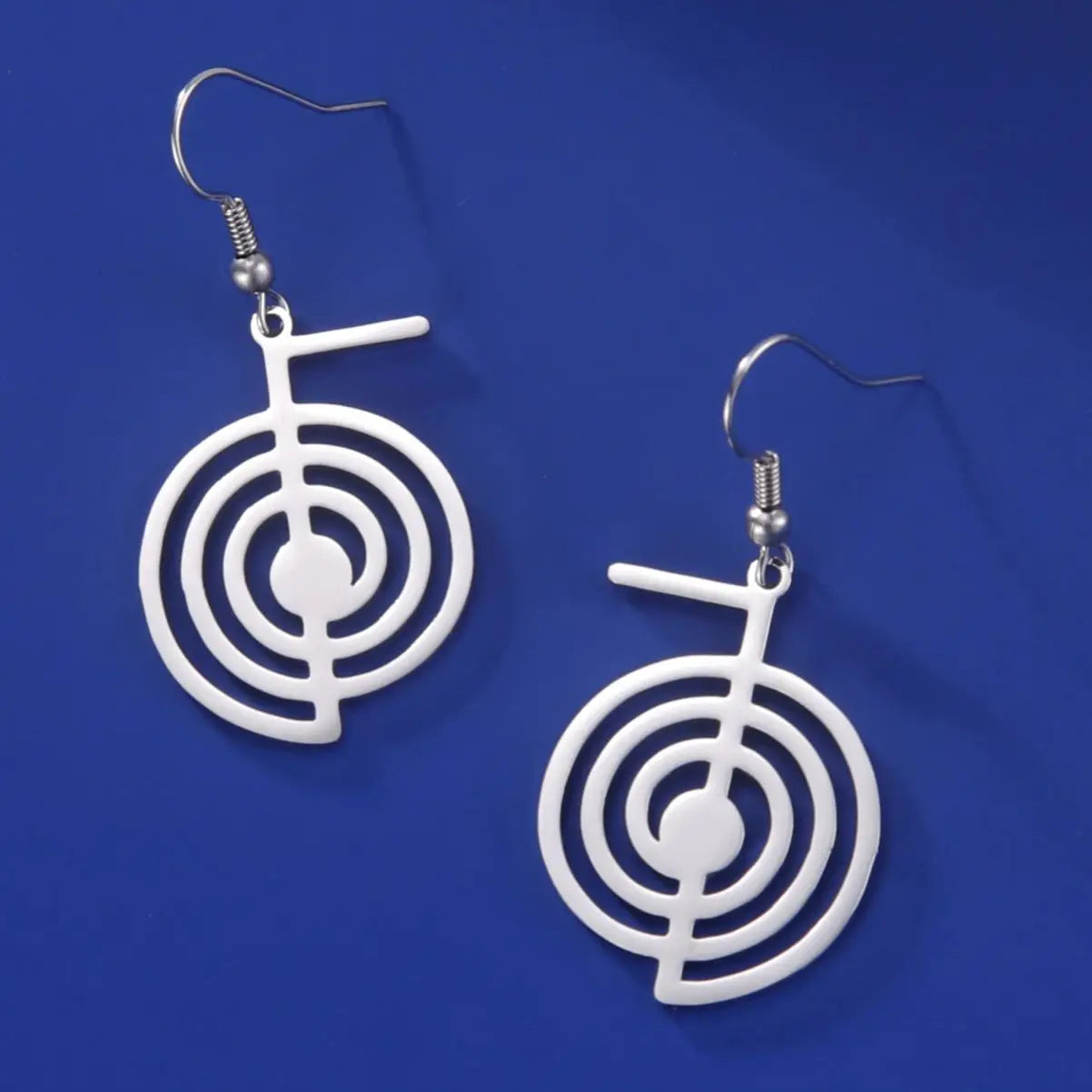 Geometric Spiral Symbol Stainless Steel Earrings | Yoga Power Drop Earrings for Women