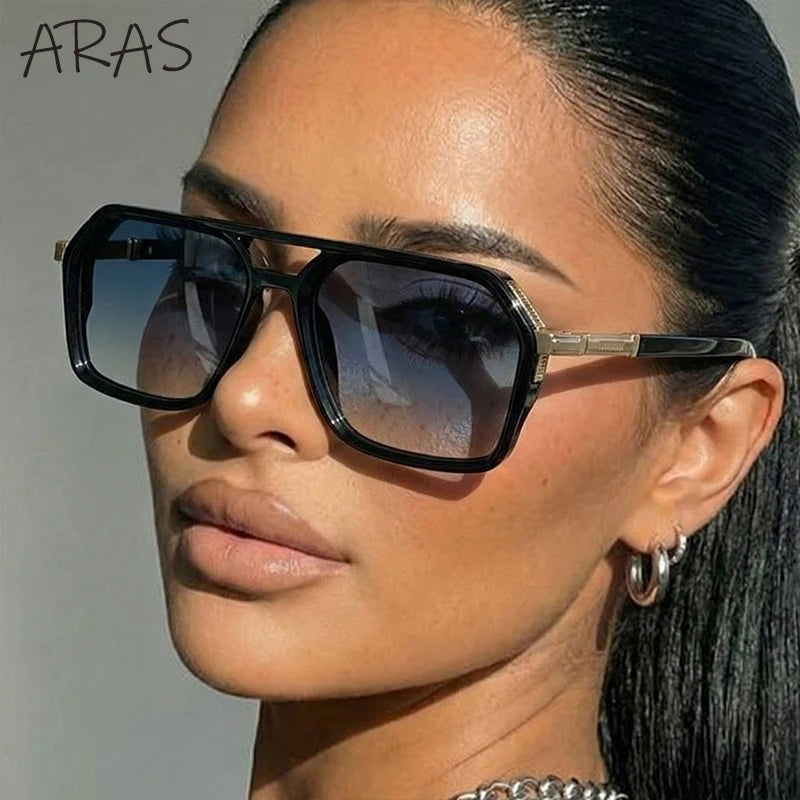 Vintage Steampunk Double Bridge Sunglasses | Polarized & Classic Shades for Women