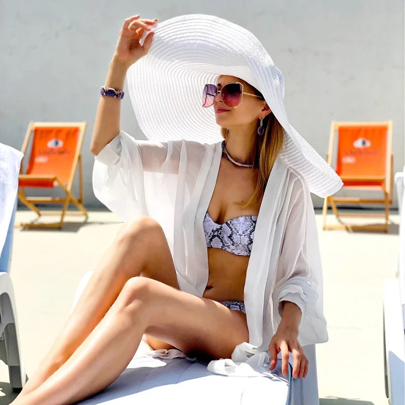Oversized Wide Brim Foldable Straw Sun Hat