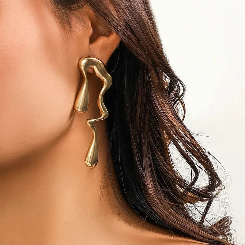 Metallic Irregular Punk Drop Earrings | Exaggerated Geometric Earrings for Women