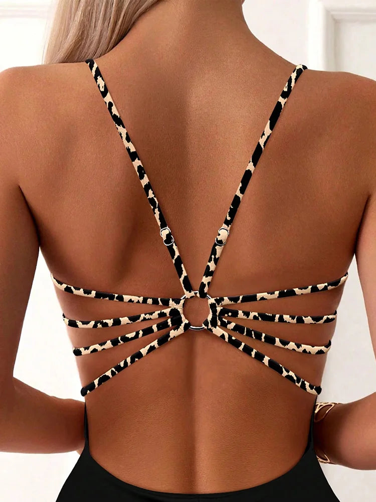 Leopard Print Bandeau Monokini | One-Piece Swimsuit for Women