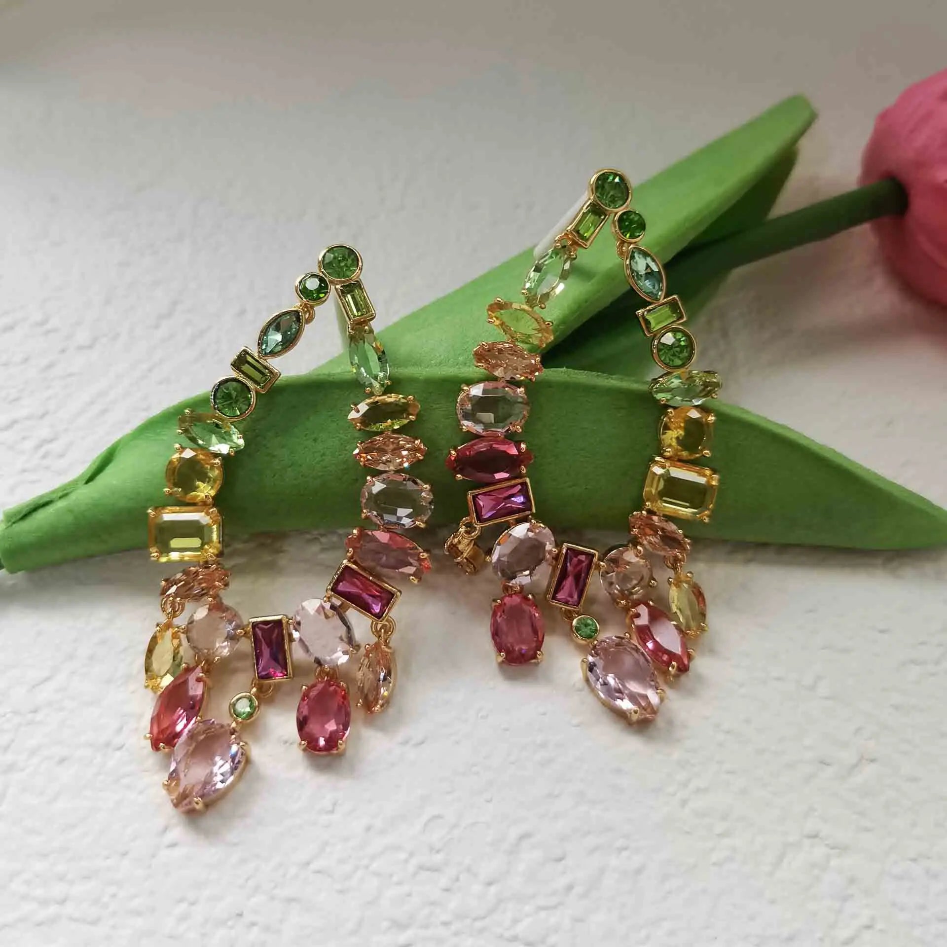 Geometric Jewelry Set | Clip-on Earrings, Necklace, Bracelet & Ring for Women