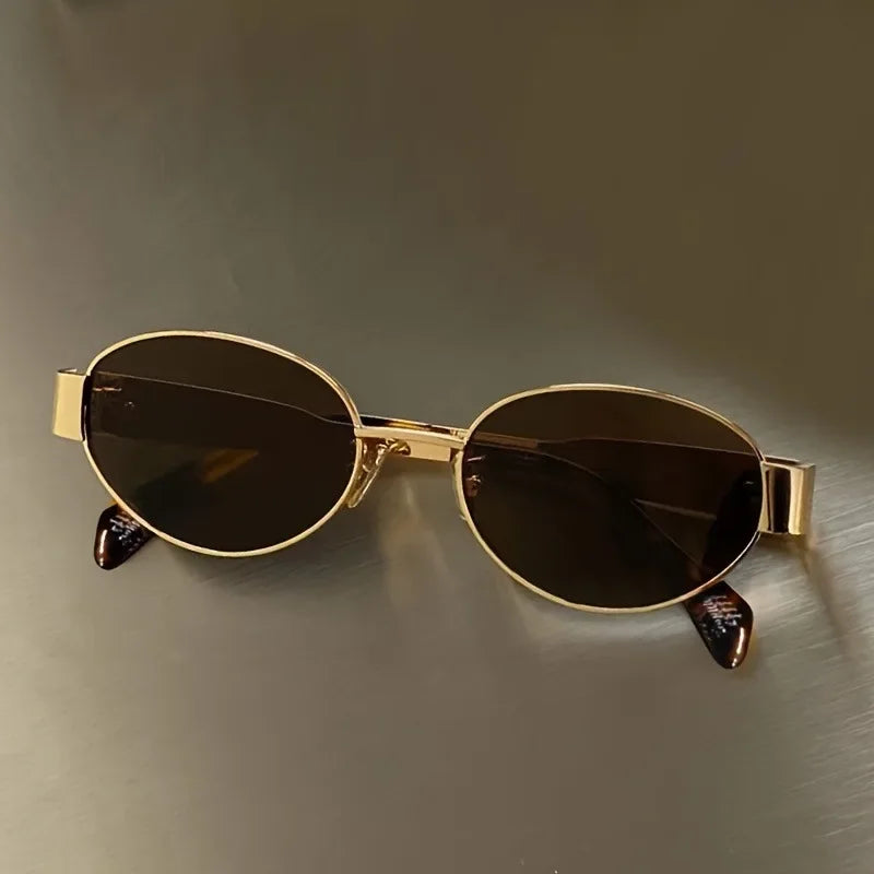 Trendy Oval Sunglasses | Metal Frame UV400 Shades for Women
