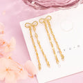 Gold Tassel Clover Drop Earrings | Minimalist Fine Jewelry for Women